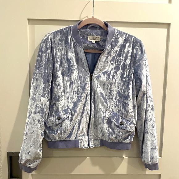 Cloud Chaser Crushed Velvet Blue Gray Jacket L - Picture 1 of 3